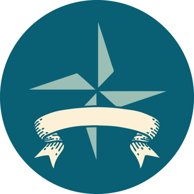 bir insan tarafından çizilmiş bir yıldızın pankartıyla dövme biçimi simgesi