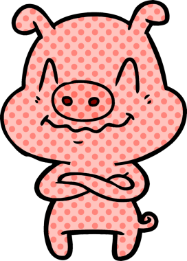 Bir insan tarafından çizilmiş sinirli çizgi film domuzu.