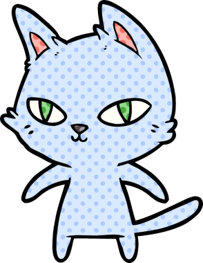 Bir insan tarafından çizilmiş çizgi film kedisi.