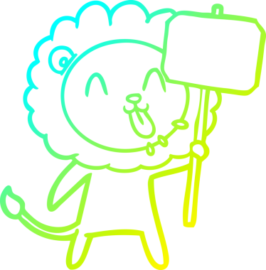 Bir insan tarafından çizilmiş mutlu çizgi film aslanı çizimi.