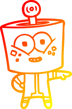 Bir insan tarafından çizilen mutlu çizgi film robotunun çizimi.