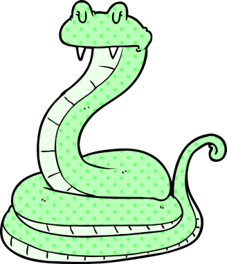 Bir insan tarafından çizilmiş çizgi film yılanı.