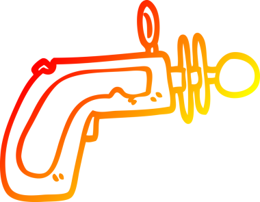 Bir insan tarafından çizilmiş bir ışın tabancasının sıcak eğimli çizgisi.