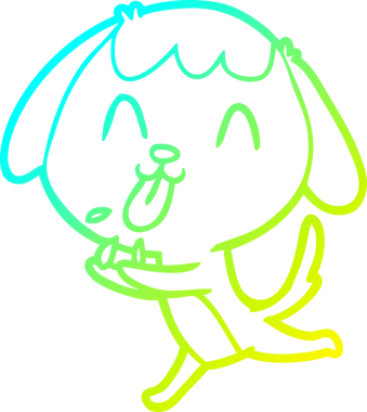 Bir insan tarafından çizilmiş şirin bir çizgi köpeğin soğuk gradyan çizgisi.