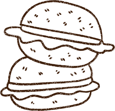 Bir insan tarafından çizilmiş hamburgerler.