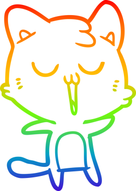 gökkuşağı gradyan çizgi çizimi bir insan tarafından çizilmiş bir çizgi film kedisi