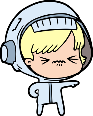 Bir insan tarafından çizilmiş astronot kadın.