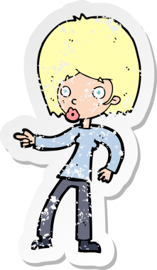 Bir insan tarafından çizilmiş karikatür kadının gerilmiş çıkartması.