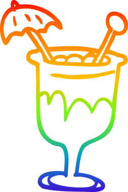 gökkuşağı gradyan çizgi çizimi bir insan tarafından çizilmiş tropik bir kokteyl