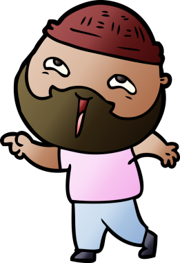 Bir insan tarafından çizilmiş mutlu sakallı bir adam.