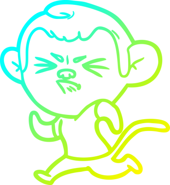 Bir insan tarafından çizilmiş, sinir bozucu bir maymunun soğuk çizgi çizimi.