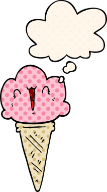 Bir insan tarafından çizilmiş, düşünce baloncuklu karikatür dondurması.