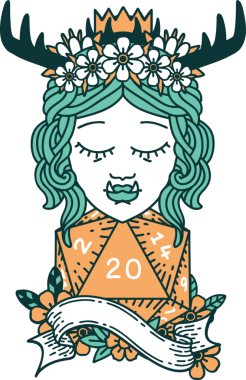 Retro Dövme Biçimli Ork karakteri bir insan tarafından çizilmiş 20 zar ile