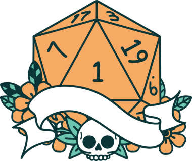 Retro Dövme Biçimi Doğal Bir d20 zar bir insan tarafından çizildi