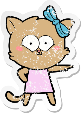 Bir insan tarafından çizilmiş karikatür bir kedinin sıkıntılı çıkartması.