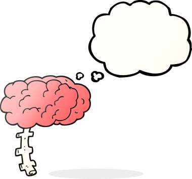 Bir insan tarafından çizilmiş serbest çizim düşünce kabarcığı çizgi film beyni