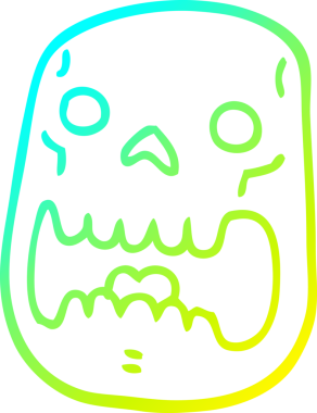 Bir insan tarafından çizilen cadılar bayramı kafatası karikatürü.