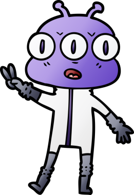 karikatür üç gözlü uzaylı bir insan tarafından çizildi.