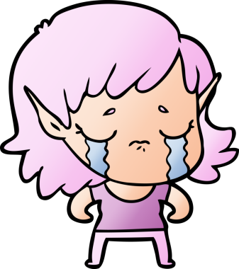 Bir insan tarafından çizilmiş ağlayan elf kızı.