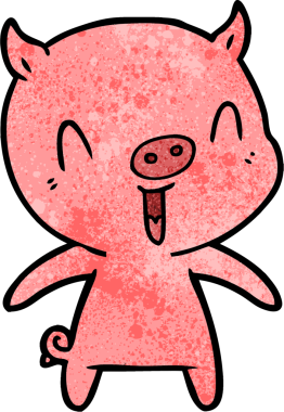 Bir insan tarafından çizilmiş mutlu çizgi film domuzu.