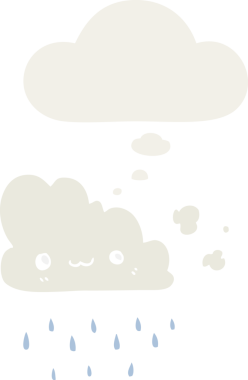 Düşünce baloncuklu karikatür fırtına bulutu insan tarafından çizilmiş.