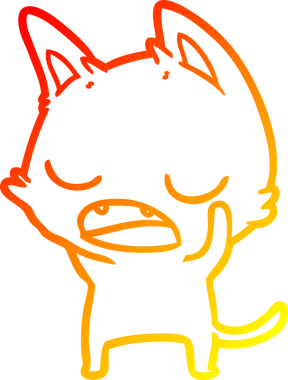 Bir insan tarafından çizilen konuşan kedi çizgi filminin sıcak gradyan çizimi