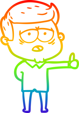 Gökkuşağı gradyan çizgi çizimi bir insan tarafından çizilmiş yorgun bir adam