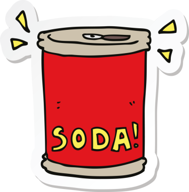 Bir insan tarafından çizilmiş karikatür soda kutusu etiketi.