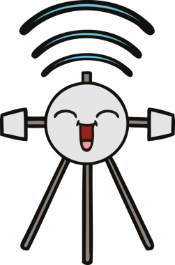 Bir insan tarafından çizilmiş sevimli bir uydu karikatürü.