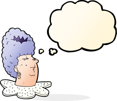 Bir insan tarafından çizilmiş düşünce baloncuklu kraliçe kafası.