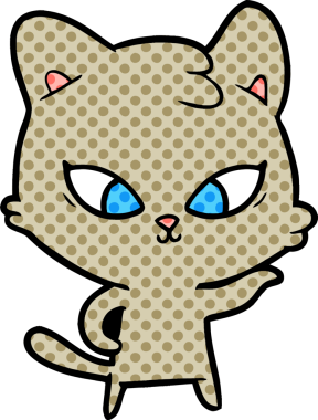 Bir insan tarafından çizilmiş sevimli çizgi film kedisi.