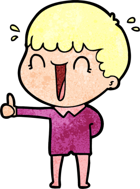 Bir insan tarafından çizilmiş gülen karikatür adam.