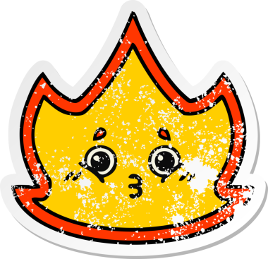 Bir insan tarafından çizilmiş şirin bir çizgi film yangınının sıkıntılı çıkartması.