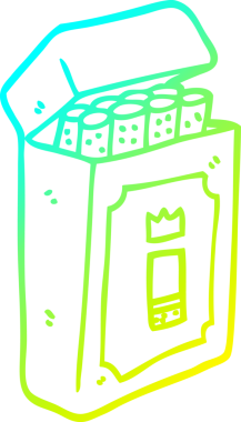 Bir insan tarafından çizilmiş bir paket sigaranın soğuk gradyan çizimi.