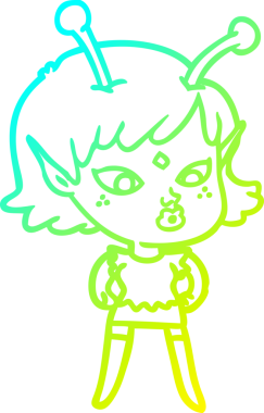 Bir insan tarafından çizilmiş güzel bir uzaylı kız çizimi.