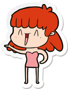 Bir insan tarafından çizilmiş bir karikatür kadının çıkartması.