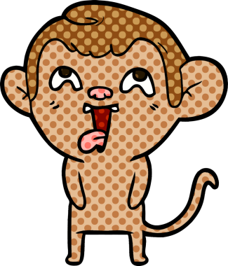 Bir insan tarafından çizilmiş çılgın çizgi film maymunu