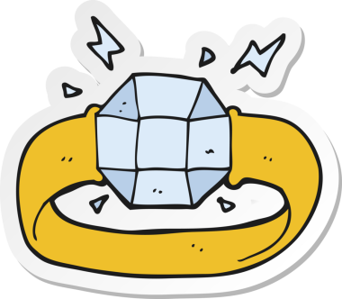 Bir insan tarafından çizilmiş büyük bir mücevher olan çizgi film yüzüğü çıkartması.