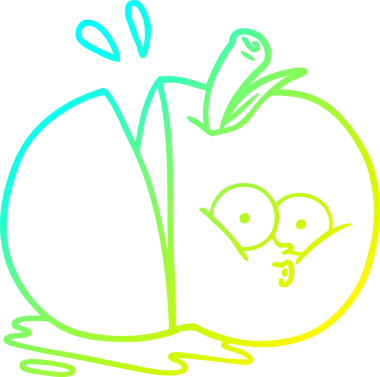 Bir insan tarafından çizilmiş elma karikatürünün soğuk gradyan çizimi