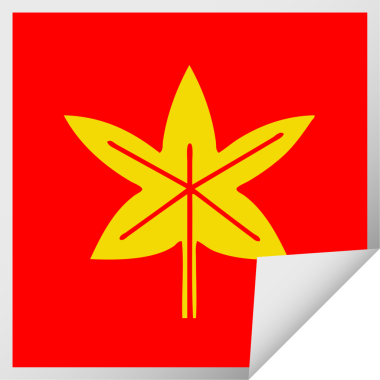 Bir insan tarafından çizilmiş bir sonbahar yaprağının kabuk soyma karikatürü