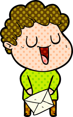 Bir insan tarafından çizilmiş gülen karikatür adam.