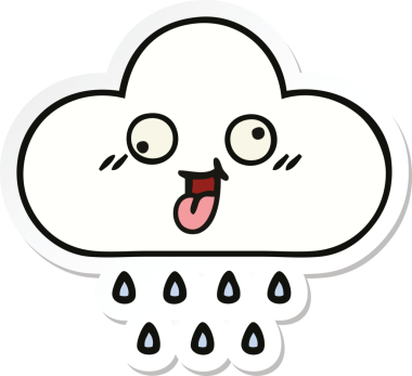 Bir insan tarafından çizilmiş şirin bir yağmur bulutunun çıkartması.