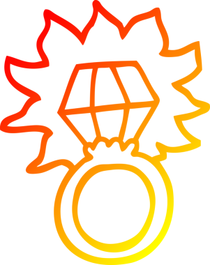 Bir insan tarafından çizilmiş elmas bir yüzüğün sıcak çizgi çizimi