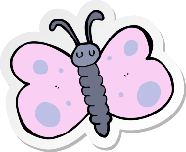 Bir insan tarafından çizilmiş kelebeğin çıkartması.