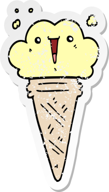 Bir insan tarafından çizilmiş karikatürlü dondurma etiketi.