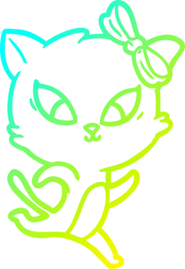 Bir insan tarafından çizilen çizgi film kedisinin soğuk gradyan çizgisi.