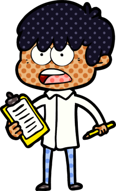 Bir insan tarafından çizilmiş endişeli çizgi film çocuğu.