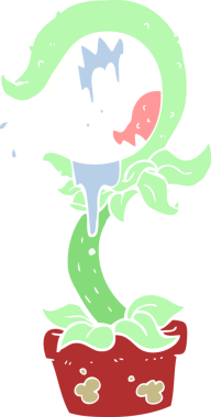 Bir insan tarafından çizilmiş etobur bitkinin düz renk çizimi