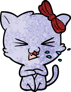 Bir insan tarafından çizilmiş çizgi film kedisi.