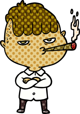 Bir insan tarafından çizilmiş sigara içen karikatürist.